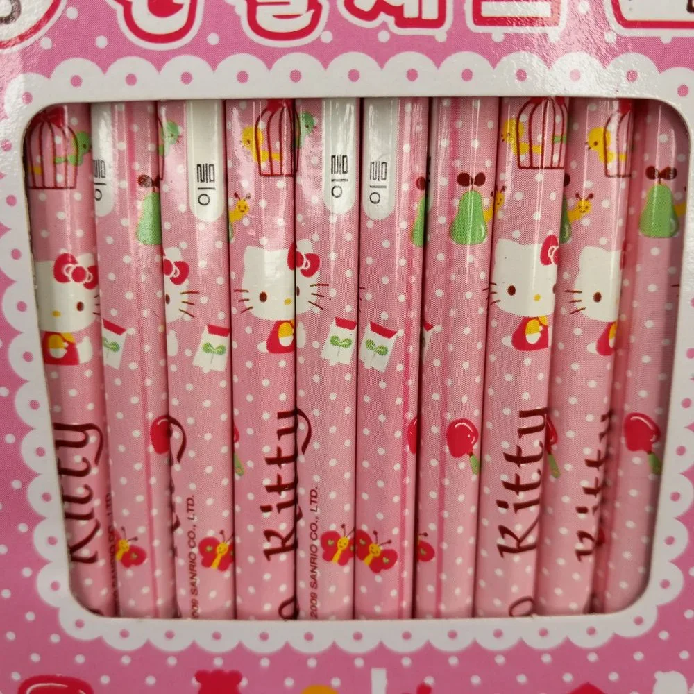 Hello Kitty Sanrio 10 Pencil Set For Korea Only 2009 Birds Butterflies